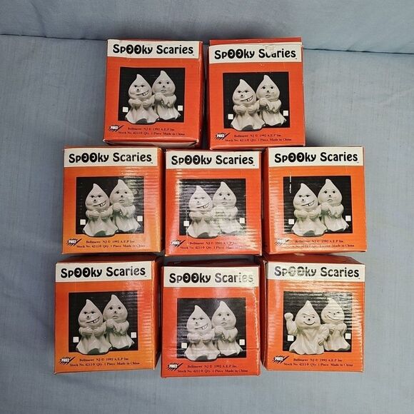 Halloween Ghost Figurines SPOOKY SCARIES Hand Painted/Sculpted Porcelain VTG '92 - Picture 2 of 16